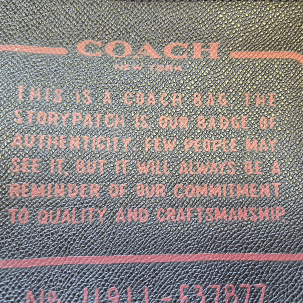 Black Coach StoryPatch Large Corner Leather Zip Pouch. Measures 9.5x6. - Picture 2 of 7
